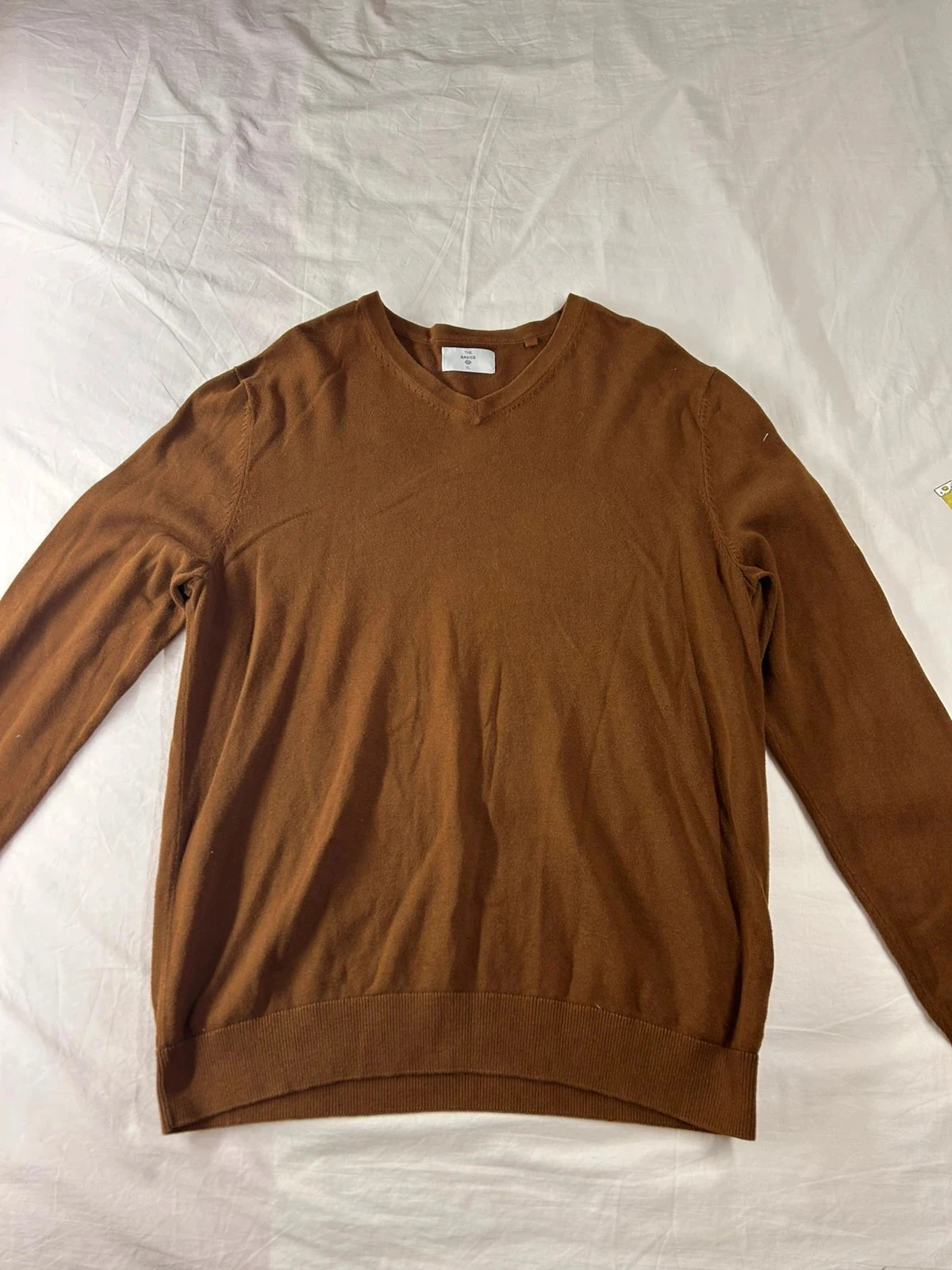 Sweat à col V the basics marron